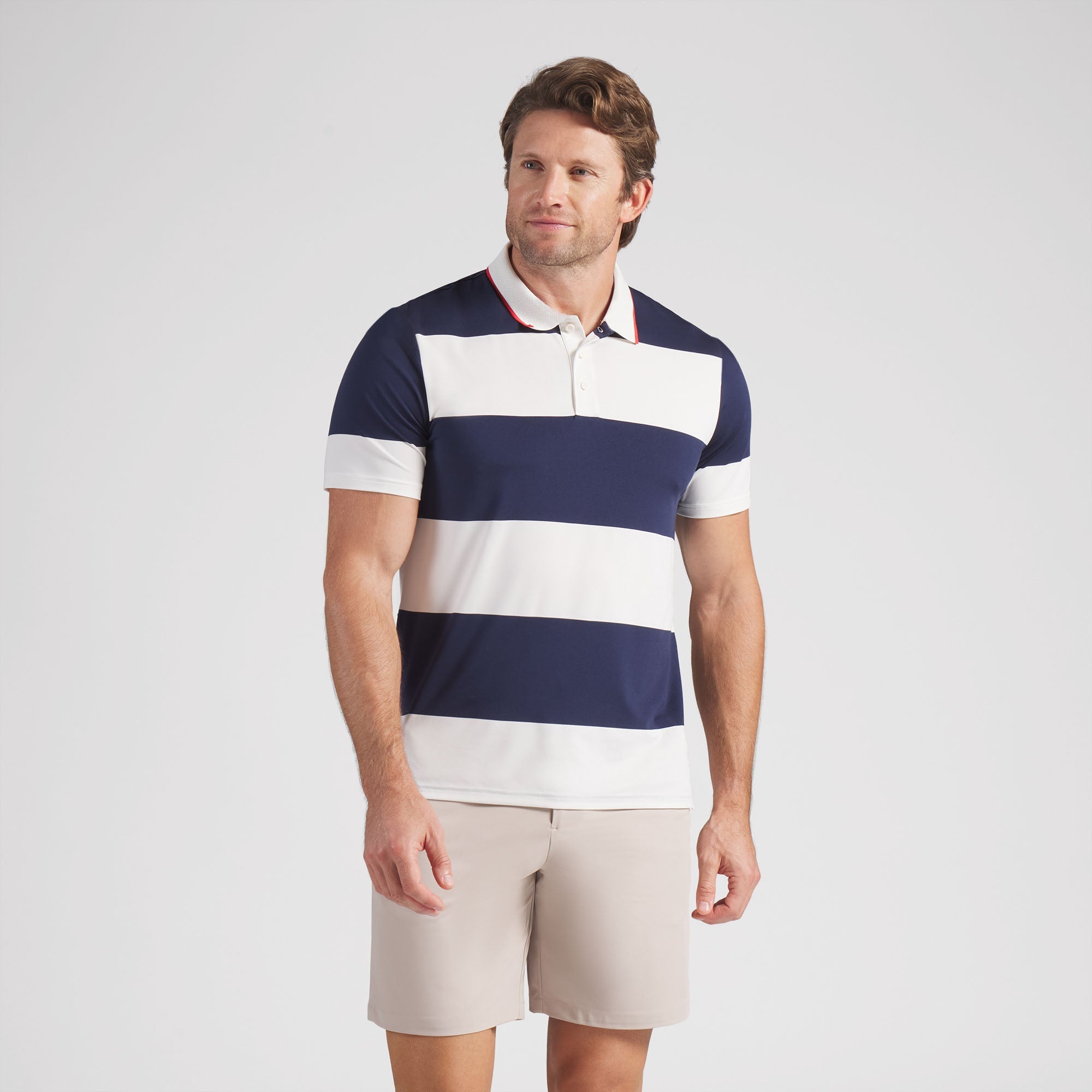 Warm White / Deep Navy / Candy Apple
